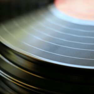 Record spinning on turntable