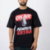 Man in black graphic tee