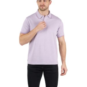 Man in lilac polo shirt