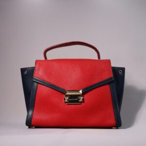 Red and blue handbag