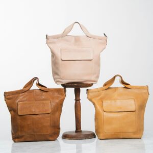 Three leather tote bags