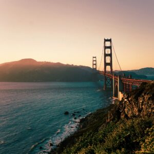 Golden Gate Bridge over the bay