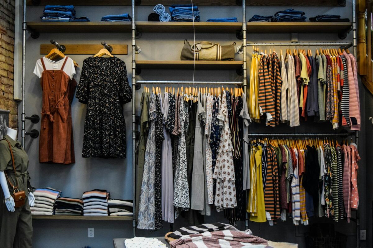 Colorful clothes on rack